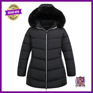 Plus Size Winter Down Alternative Puffer Jacket Waterproof Windproof Hooded